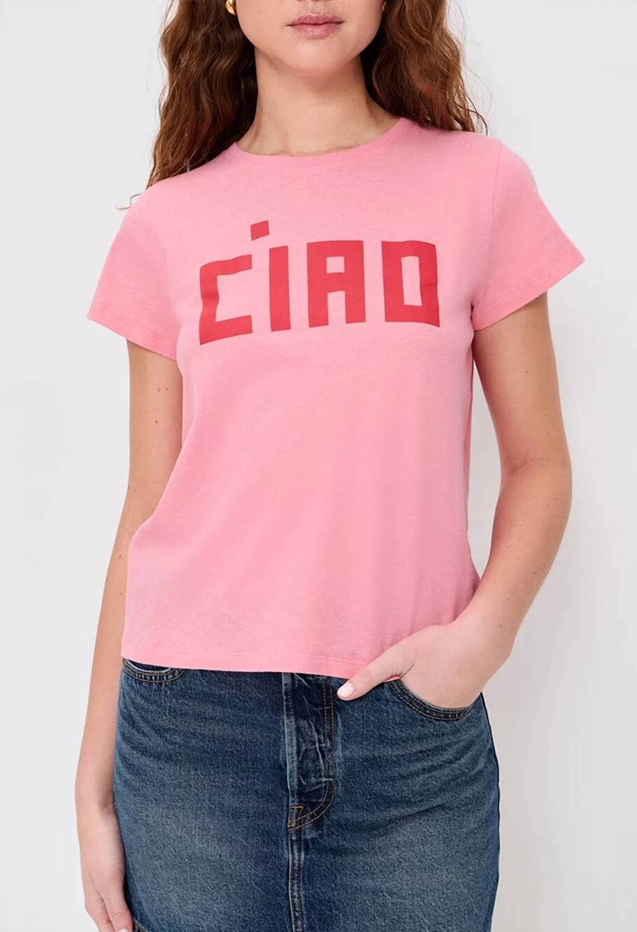 NEW CLARE V. classic graphic ciao tee in petal